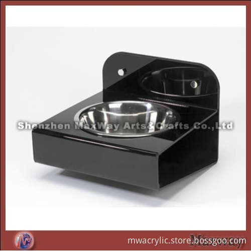 Black Wall Mounting Acrylic Pet Bowl Holder
